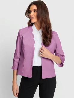 Blazer court ouvert et manches trois quarts romantique