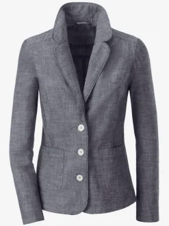 Blazer en coton à col revers et manches longues poches plaquées
