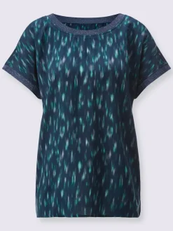 Blouse imprimé abstrait en viscose ECOVERO col rond et manches courtes
