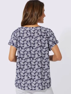 Blouse à manches courtes en imprimé marguerites