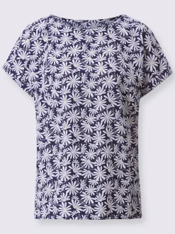 Blouse à manches courtes en imprimé marguerites