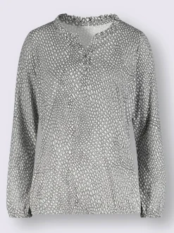 Blouse à manches longues imprimé petit motif et encolure ronde