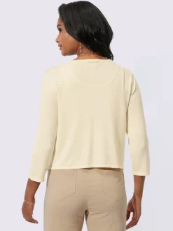 Boléro en viscose à encolure ronde et manches trois quart