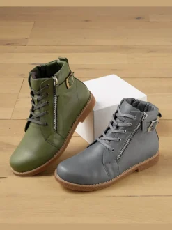 Bottines à lacets cuir nappa de vache