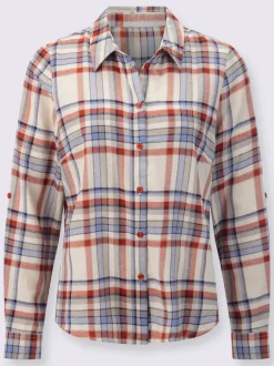 Chemise à carreaux en flanelle coton avec col chemise