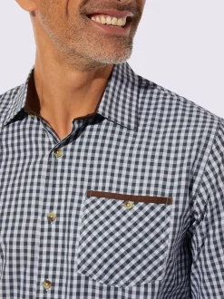 Chemise à carreaux finitions très contrastées
