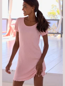 Chemise de nuit en matière côtelée