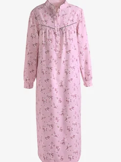 Chemise de nuit imprimé floral col boutonné
