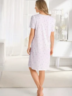 Chemise de nuit nervures et dentelle affinantes