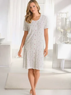 Chemise de nuit nervures et dentelle affinantes