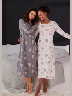 Chemise de nuit 2 robes t-shirt légères avec imprimé cœur