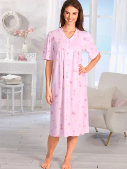 Chemise de nuit rose manches mi-longues