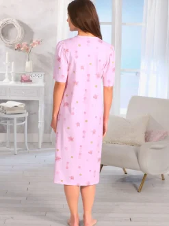 Chemise de nuit rose manches mi-longues