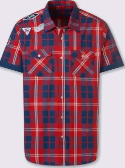 Chemise à manches courtes carreaux en fils teintés