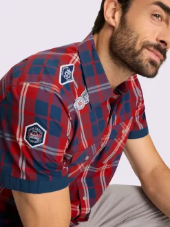 Chemise à manches courtes carreaux en fils teintés
