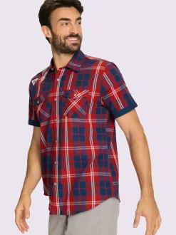 Chemise à manches courtes carreaux en fils teintés