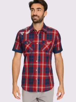 Chemise à manches courtes carreaux en fils teintés