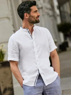Chemise à manches courtes col montant tendance