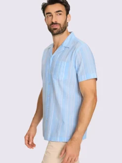 Chemise à manches courtes rayures en fils teintés