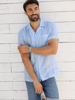 Chemise à manches courtes rayures en fils teintés