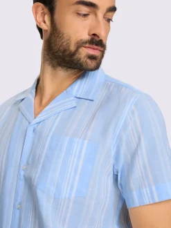 Chemise à manches courtes rayures en fils teintés