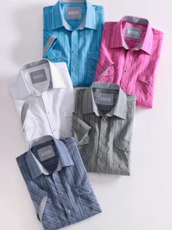 Chemise à manches courtes seersucker léger