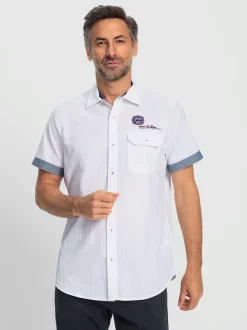 Chemise à manches courtes seersucker à repassage superflu