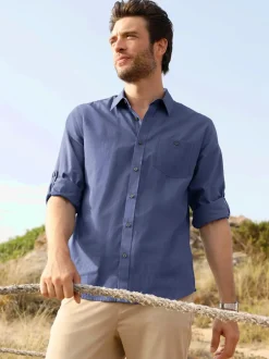 Chemise à manches longues poche poitrine boutonnée