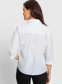 Chemisier à broderie ajourée devant et col classique