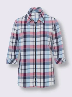 Chemisier à carreaux col chemise et manches
