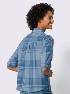 Chemisier à carreaux en fils teintés avec col chemise