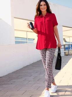 Chemisier col chemise à manches courtes et poches poitrine