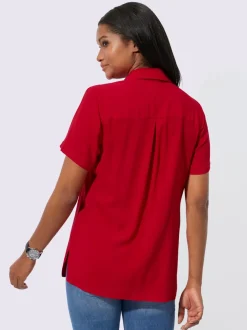 Chemisier col chemise à manches courtes et poches poitrine