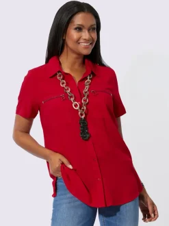 Chemisier col chemise à manches courtes et poches poitrine