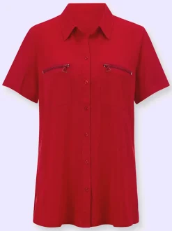 Chemisier col chemise à manches courtes et poches poitrine