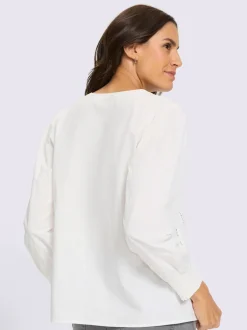Chemisier en coton détails transparents en dentelle