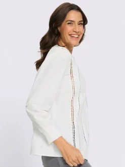 Chemisier en coton détails transparents en dentelle