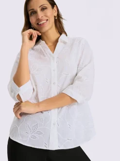 Chemisier en coton superbe broderie de madère