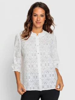 Chemisier en coton superbe broderie de madère