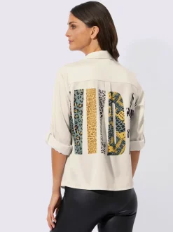 Chemisier à enfiler motif animal devant et col en imitation satin