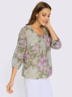 Chemisier en georgette motif floral féminin