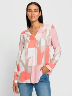 Chemisier en viscose à motif géométrique et manches longues