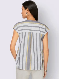 Chemisier à manches courtes pull tendance en mélange de cotons doux