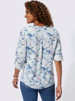 Chemisier à motif aquarelle en viscose col en V manches longues