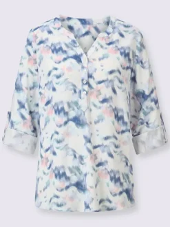 Chemisier à motif aquarelle en viscose col en V manches longues