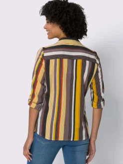 Chemisier rayé avec col chemise en crêpe facile d entretien