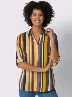 Chemisier rayé avec col chemise en crêpe facile d entretien