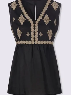 Chemisier sans manches magnifique broderie