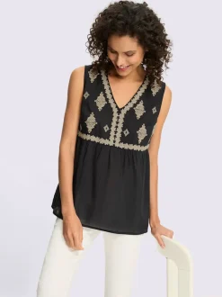 Chemisier sans manches magnifique broderie