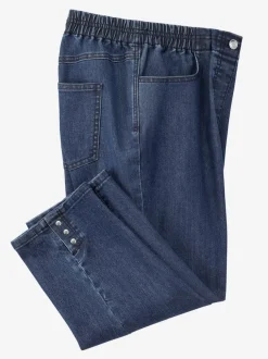 Corsaire en jean coton avec ceinture élastique et empiècement au dos